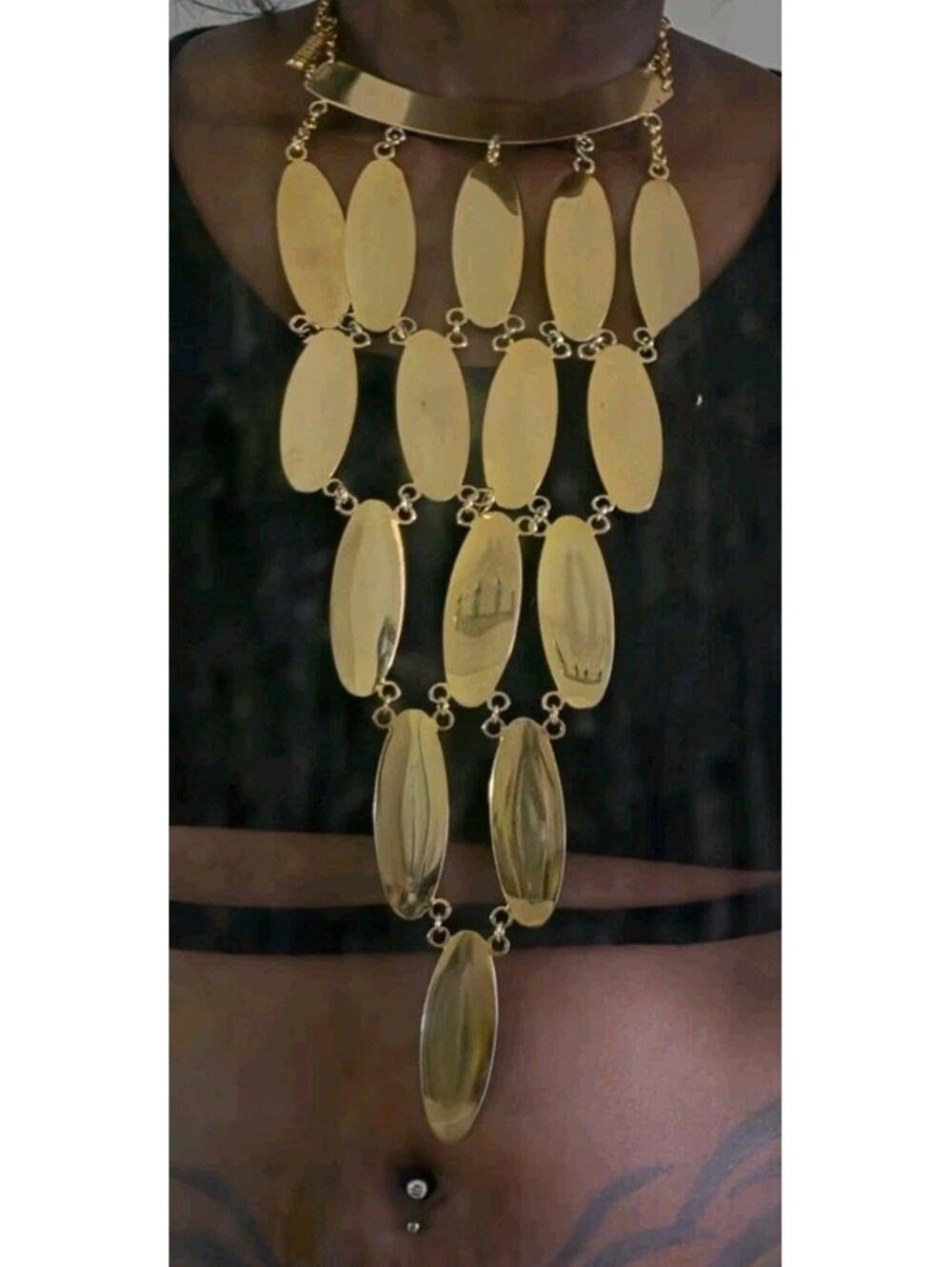 RARE Vintage Givenchy Choker  Bib Necklace 1960's Goldtone. See Pics Wear On Bk.